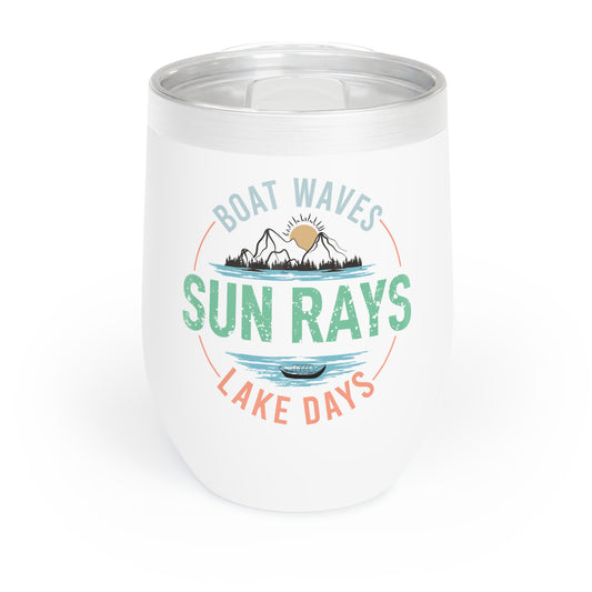 Boat Waves Sun Rays Lake Days Wine Tumbler