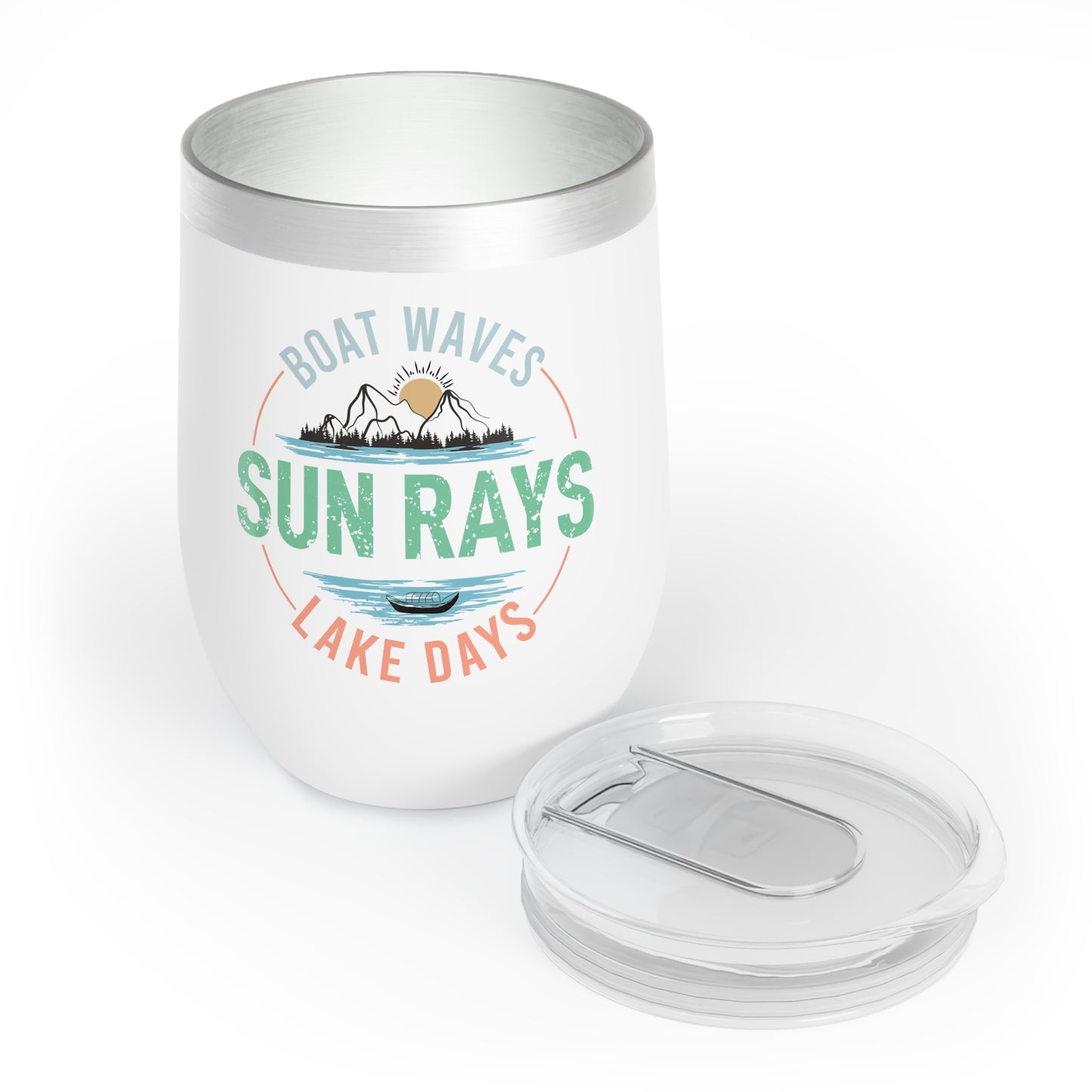 Boat Waves Sun Rays Lake Days Wine Tumbler