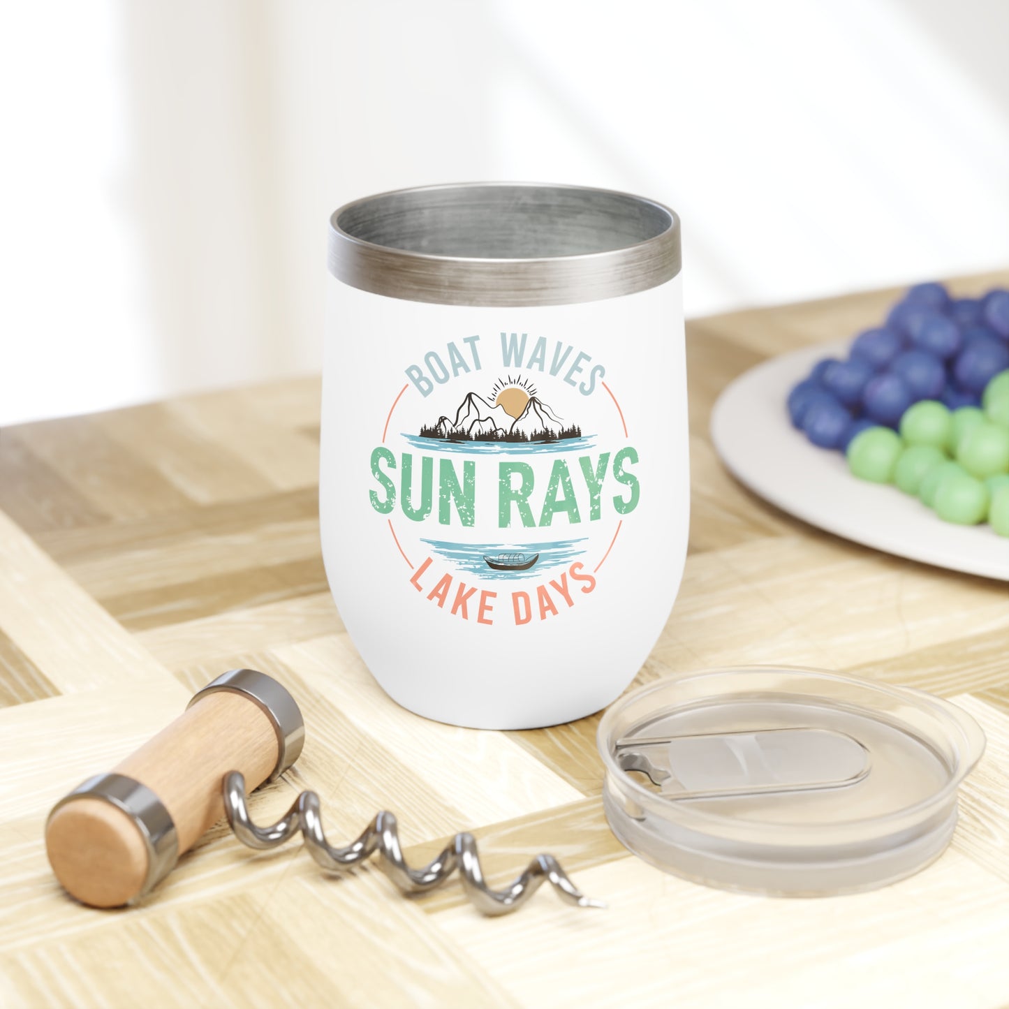 Boat Waves Sun Rays Lake Days Wine Tumbler