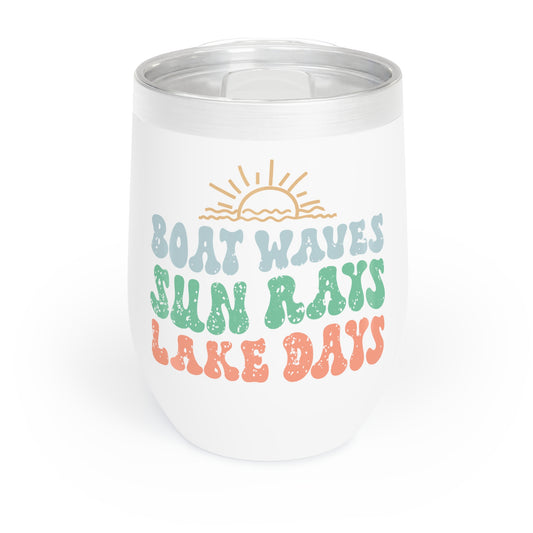 Boat Waves Sun Rays Lake Days Wine Tumbler